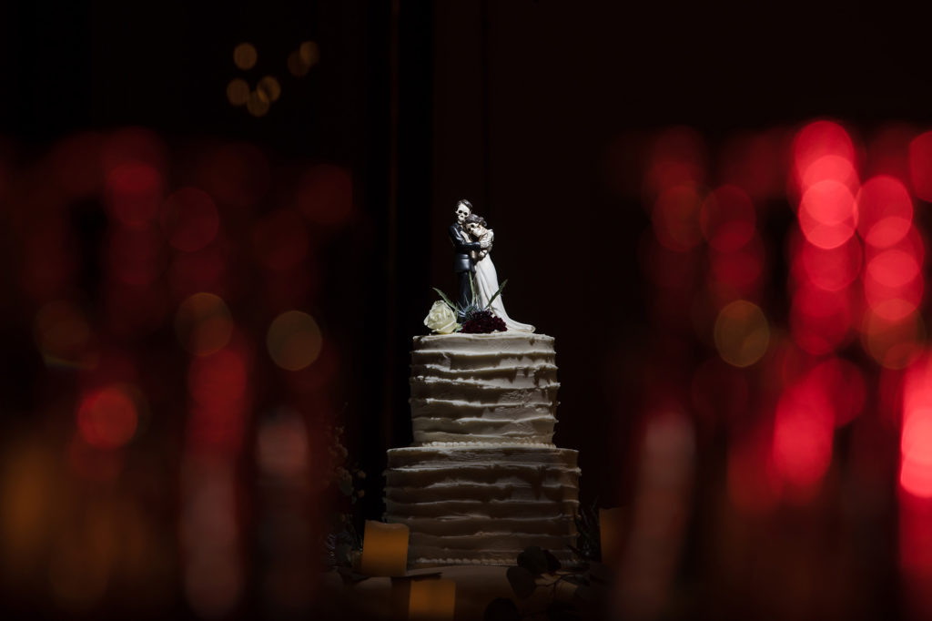 Skeleton bride and groom macabre cake