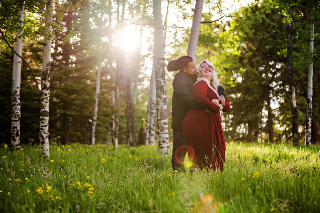 colorado couple at sunset engagement session