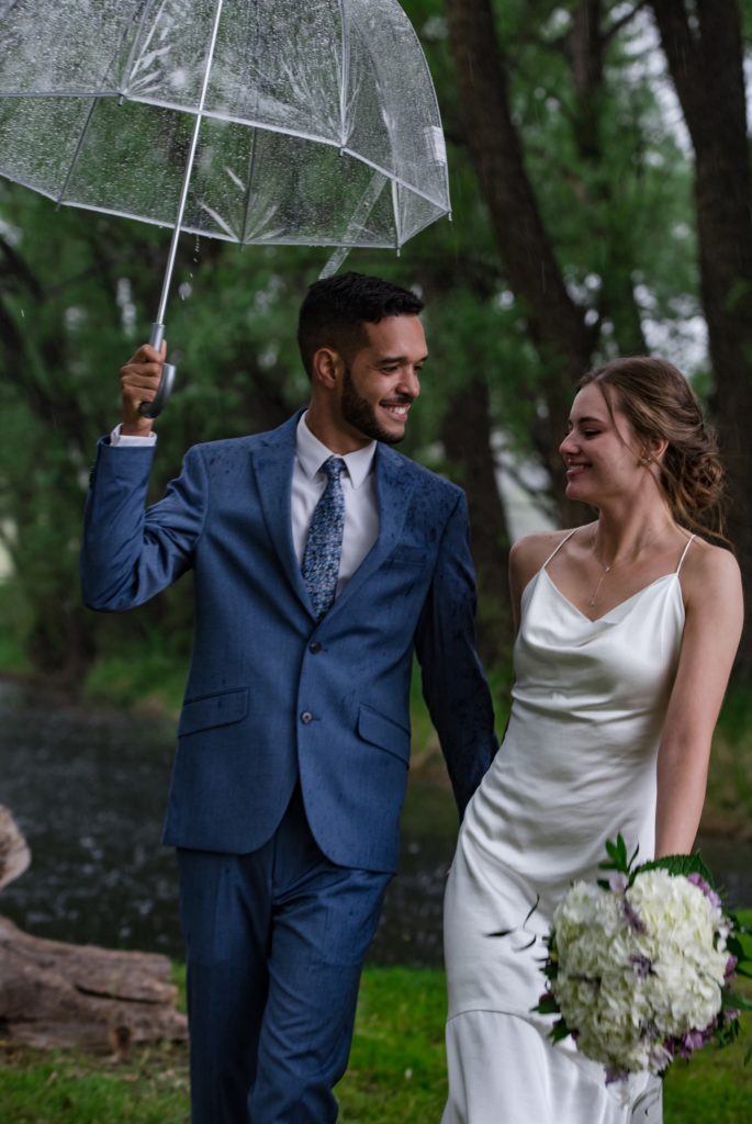 quarantine newlyweds elope now in the rain