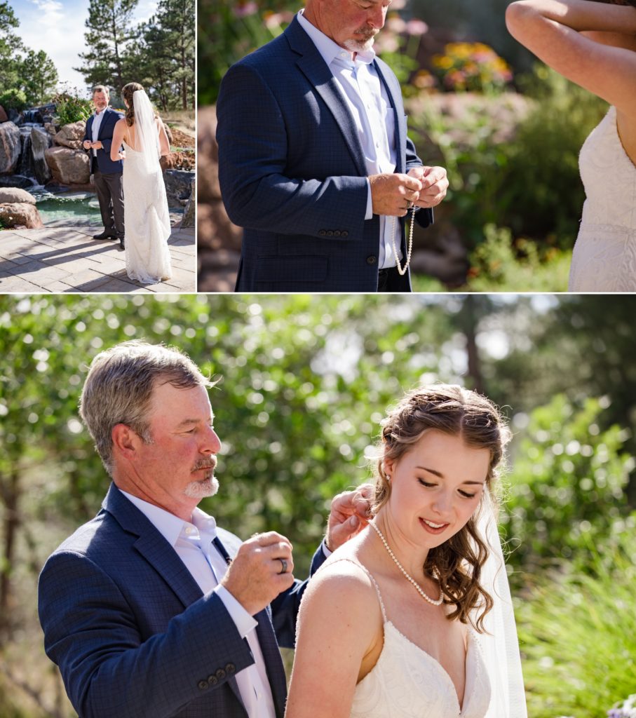 father daughter moment at backyard parker wedding