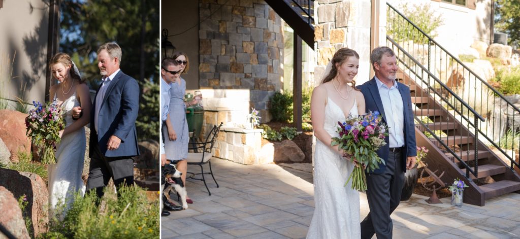 dad walks bride down aisle at backyard parker wedding