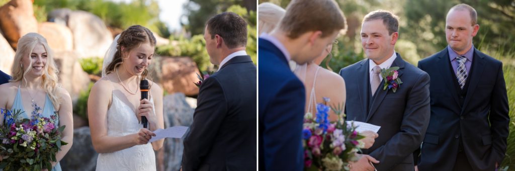 bride and groom exchange vows in Parker, Colorado