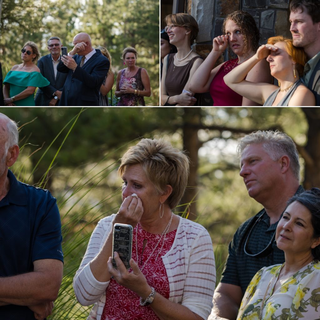 guests react to Parker, Colorado wedding ceremony