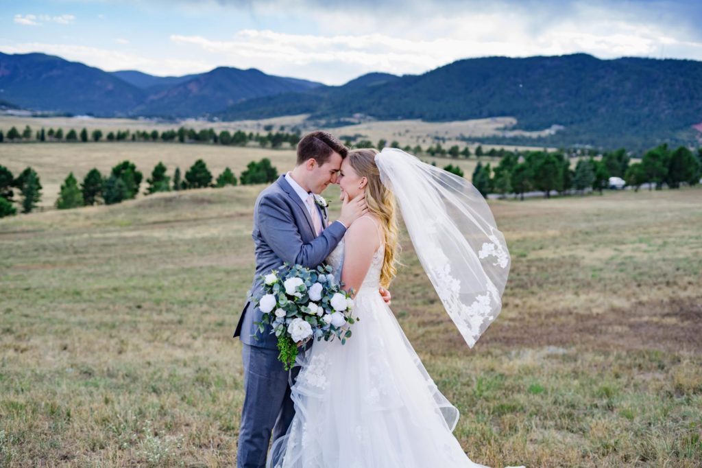 newlyweds at Spruce Mountain Ranch