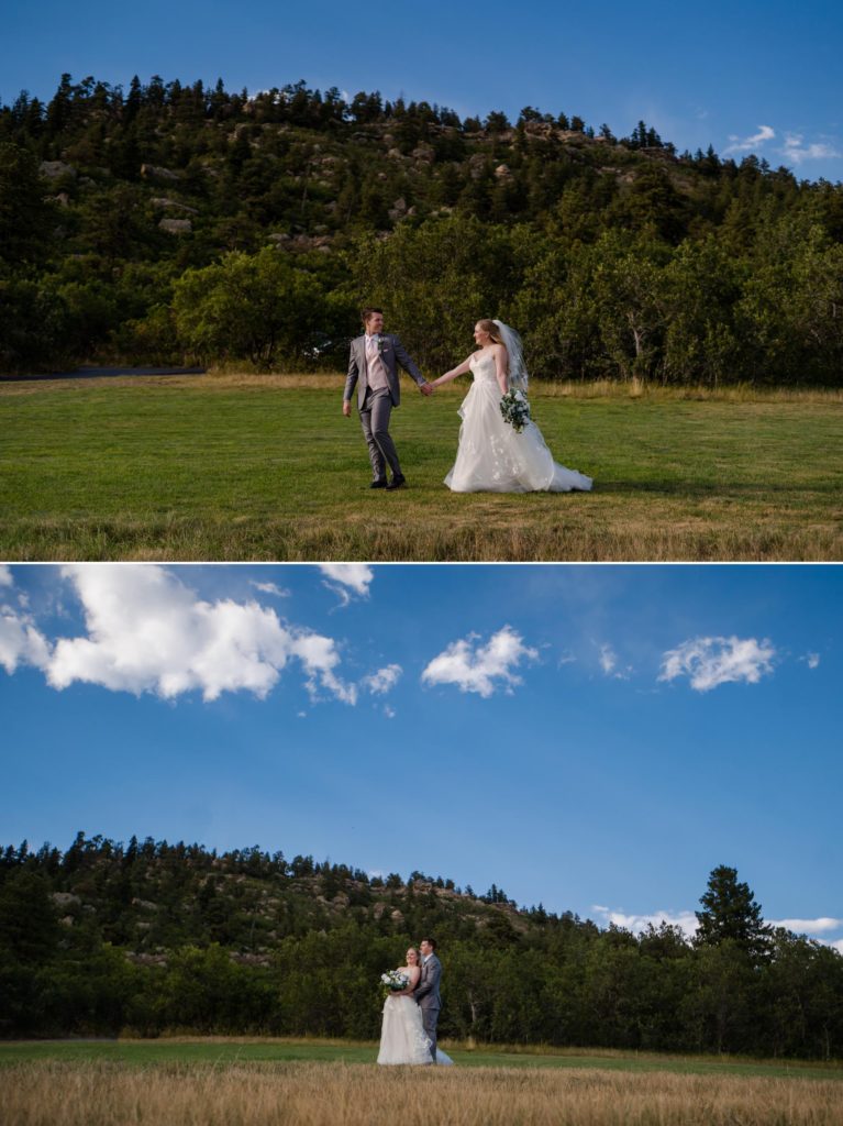 newlyweds at rocky mountain wedding