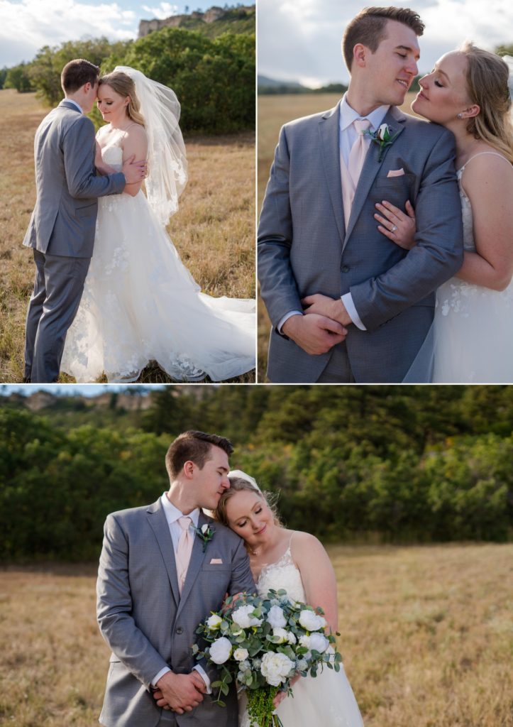 Colorado Springs newlyweds pose foe wedding photographer