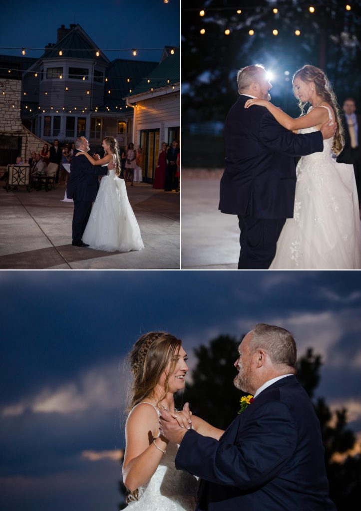 father and daughter dance at Colorado barn wedding
