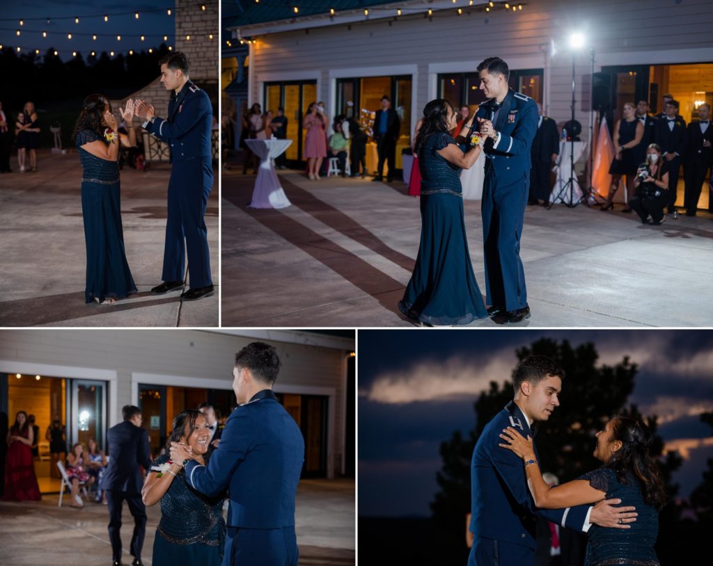mother and son dance at military Larkspur wedding