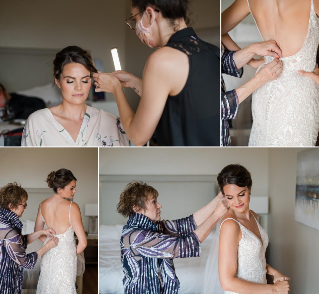 bride gets ready for small Jewish wedding