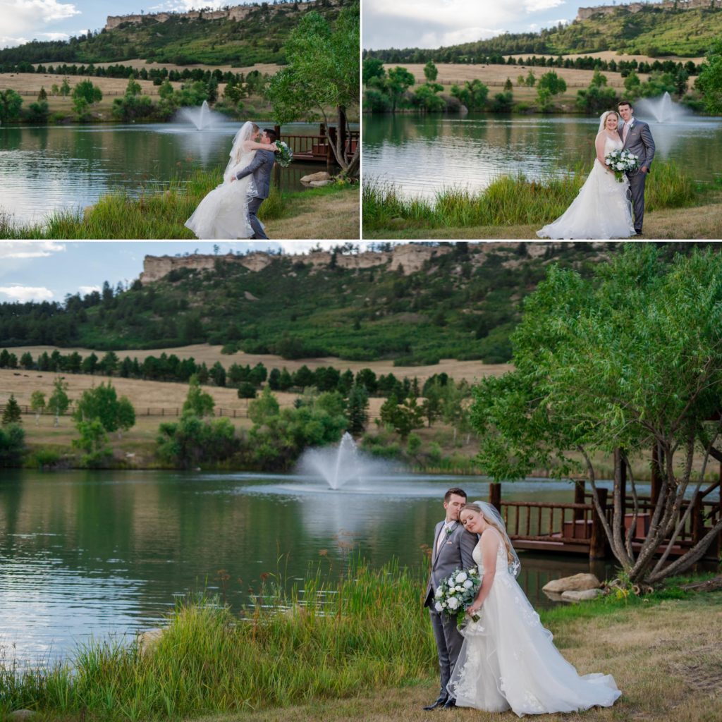 Colorado Springs newlyweds pose lakeside