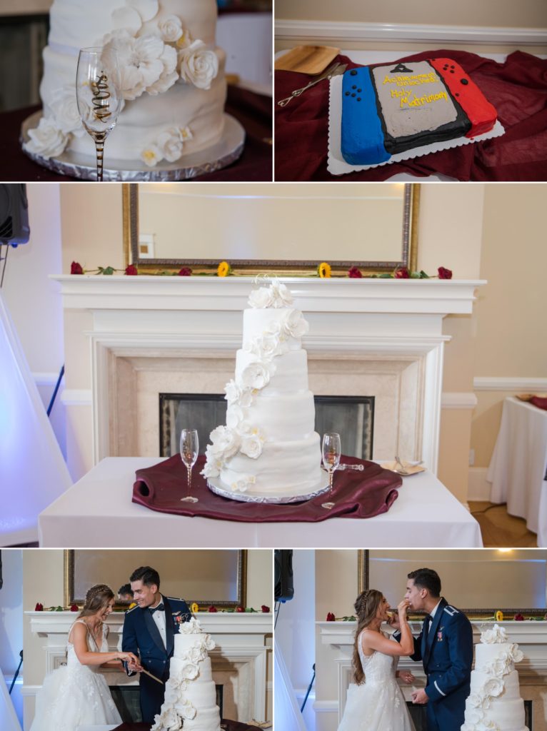 WEdding cakes at modern military wedding