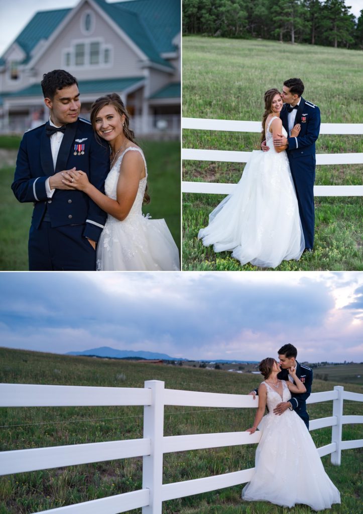 Colorado Springs bride and groom pose for photographer