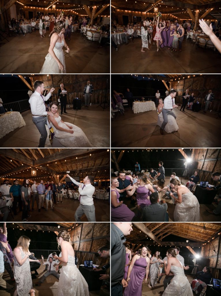 guests dance at brush canyon ranch wedding reception