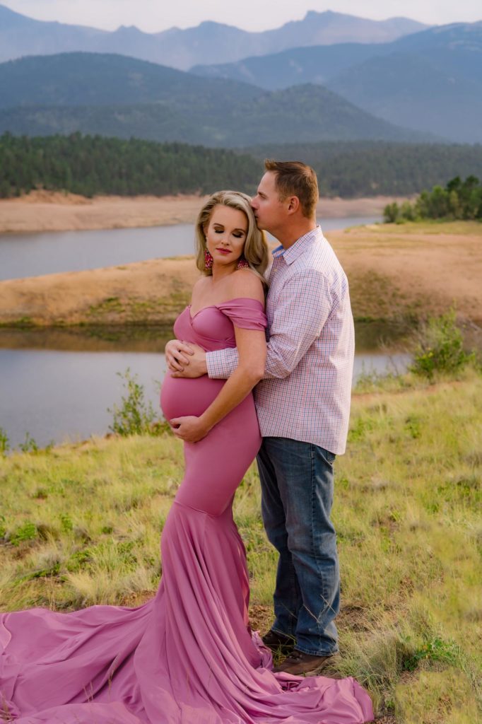 Colorado woman wearing dress from maternity client closet