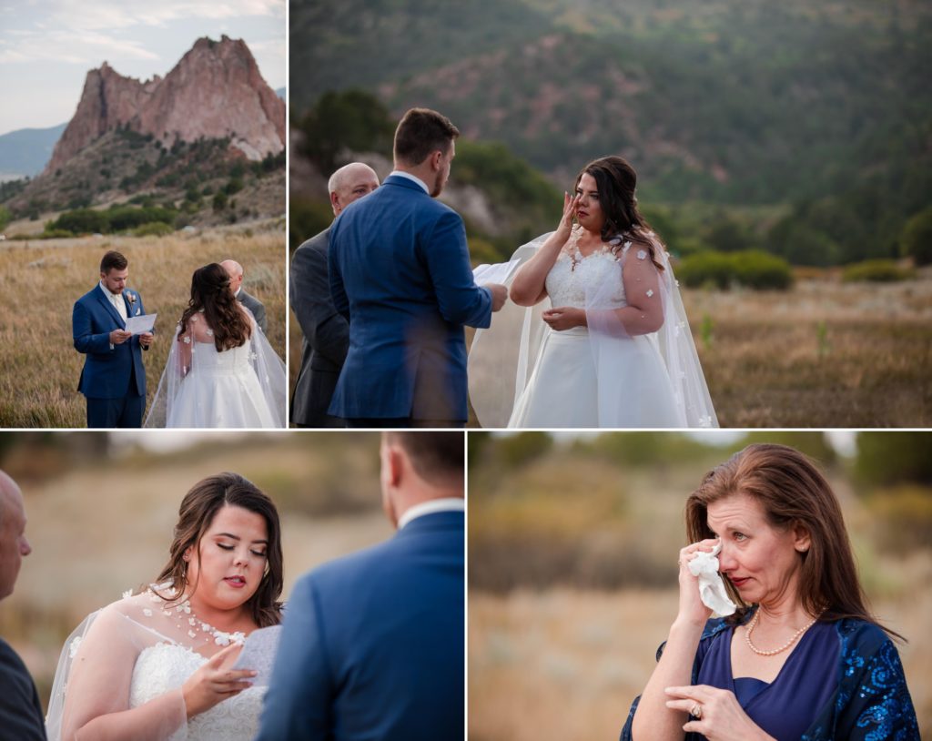 couple writes and recites their own vows in Garden of the Gods