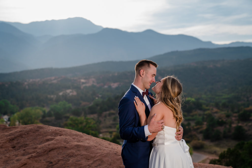 Colorado Newlyweds in front of Rocky Mountains