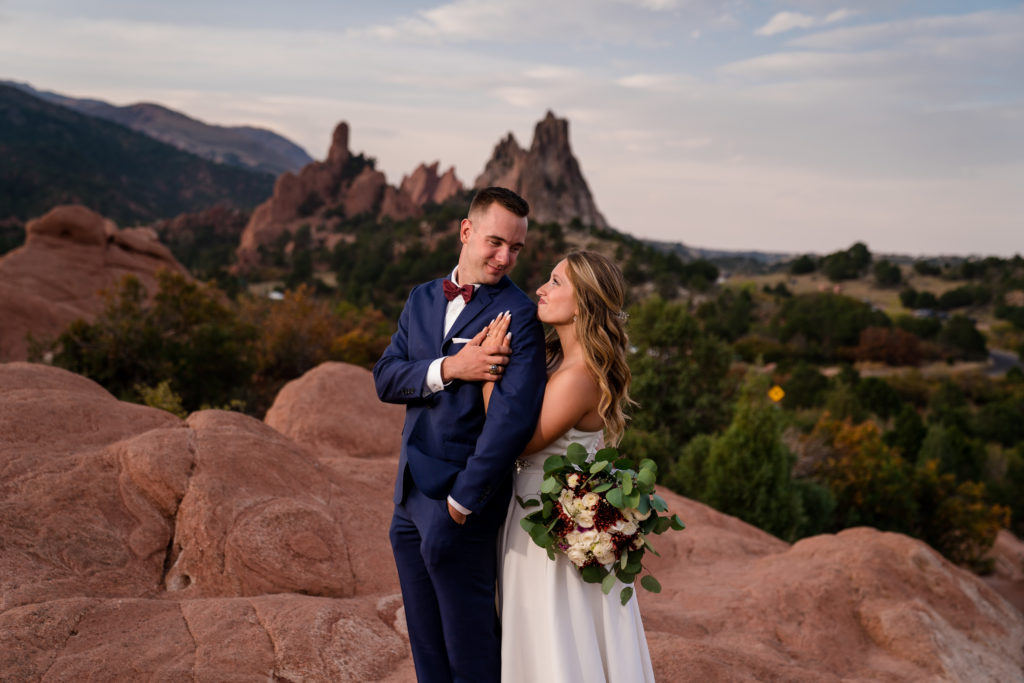 Bride and groom at Colorado elopement