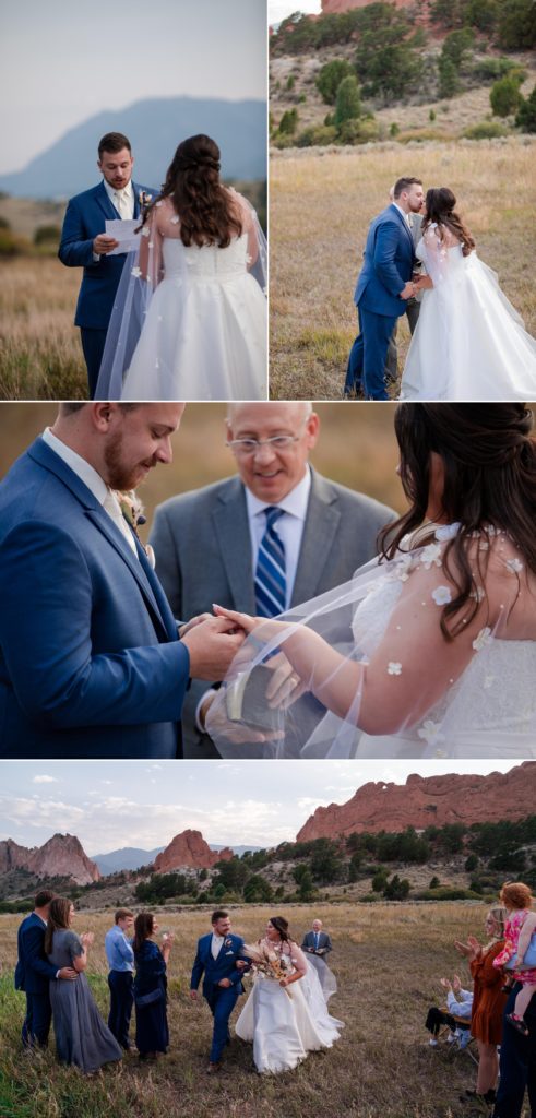 Couple exchange rings at Garden of the Gods