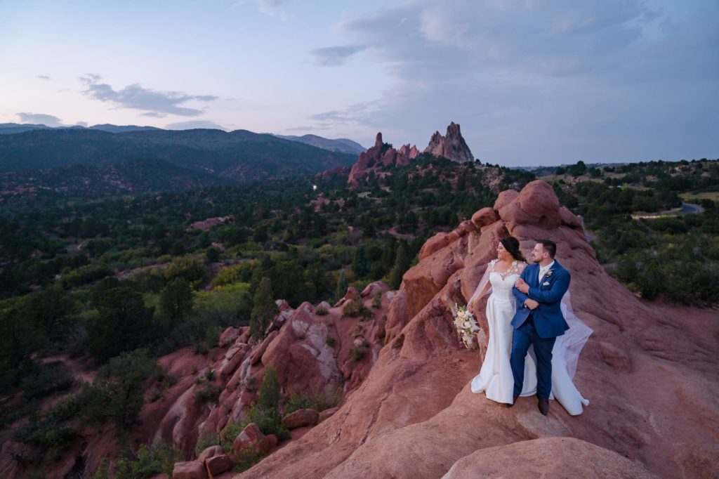 Bride and groom at Rocky Mountain elopement