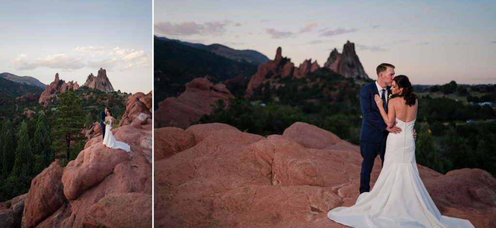 Newly eloped couple on red rocks