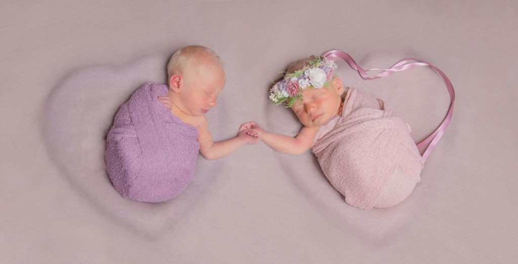 Colorado twin newborns in photo studio