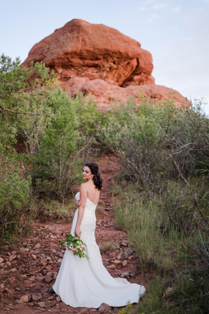 Colorado bride in front of Red Rocks