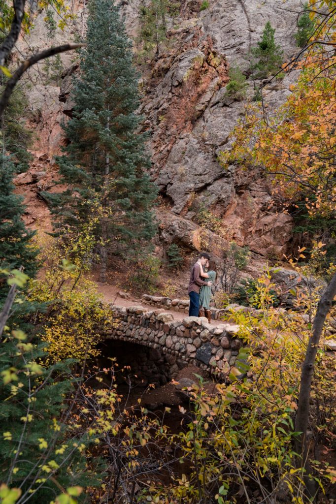 Colorado Springs couple during Cheyenne Canon Engagement photos