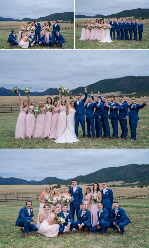 wedding party photos at Larkspur Colorado wedding
