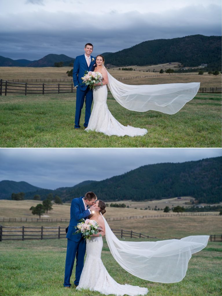 newlywed photos in front of mountains