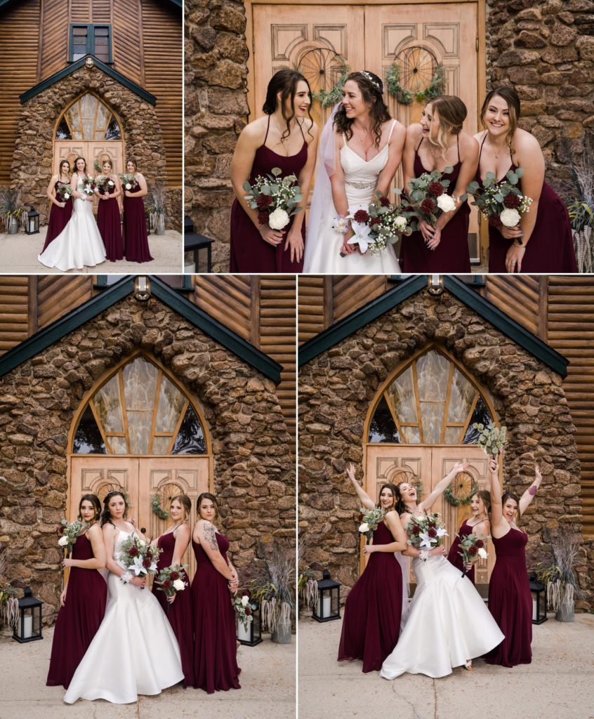bridal party poses at Palmer Lake Wedding