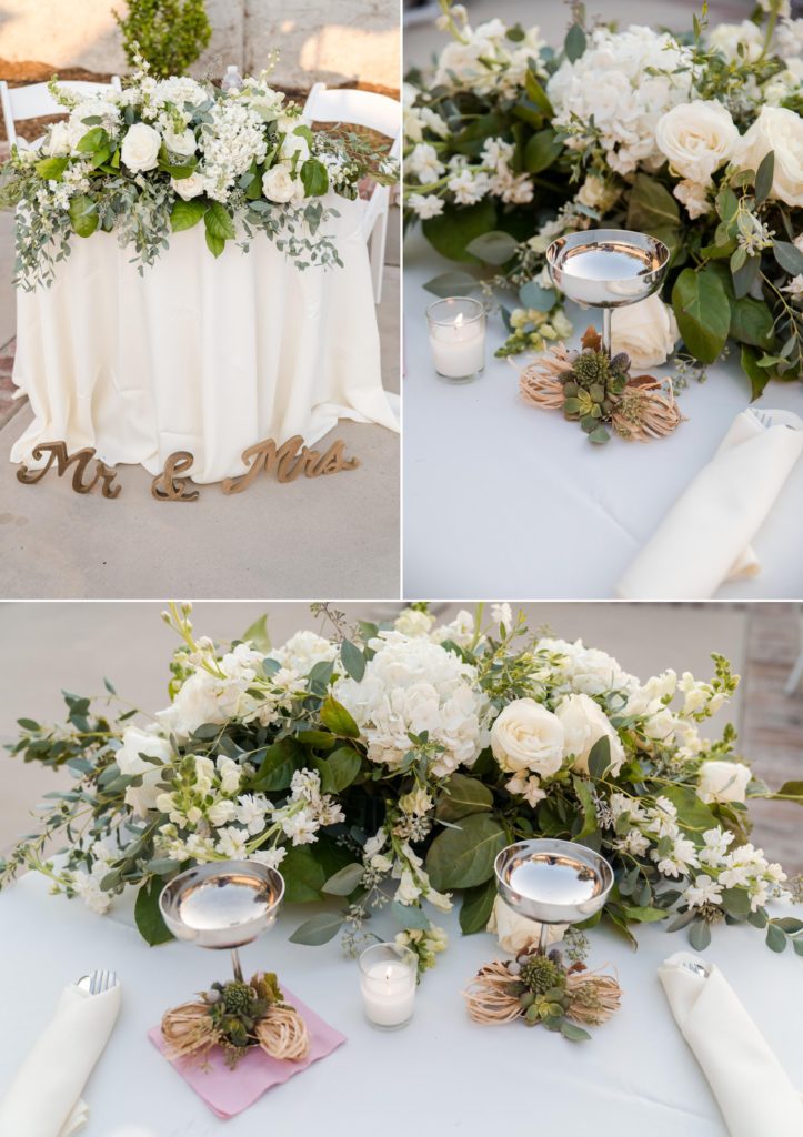 sweetheart table details at California wedding