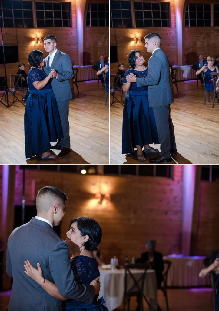 groom dances with mother at Palmer Lake Wedding