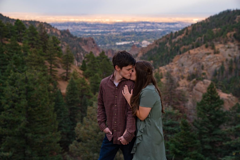 Colorado couple kisses after engagement
