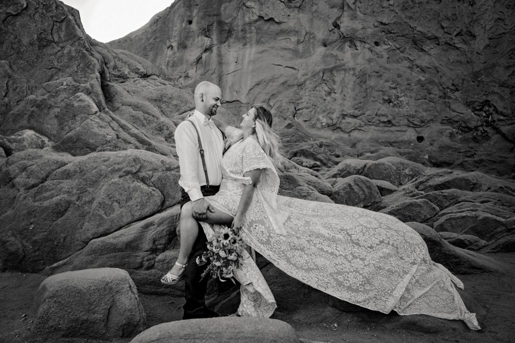 Couple at Garden of the Gods after eloping
