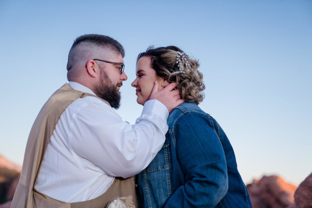 bride and groom has Colorado elopement at best location