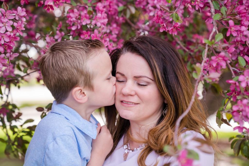 Spring Family Portraits with mother and son