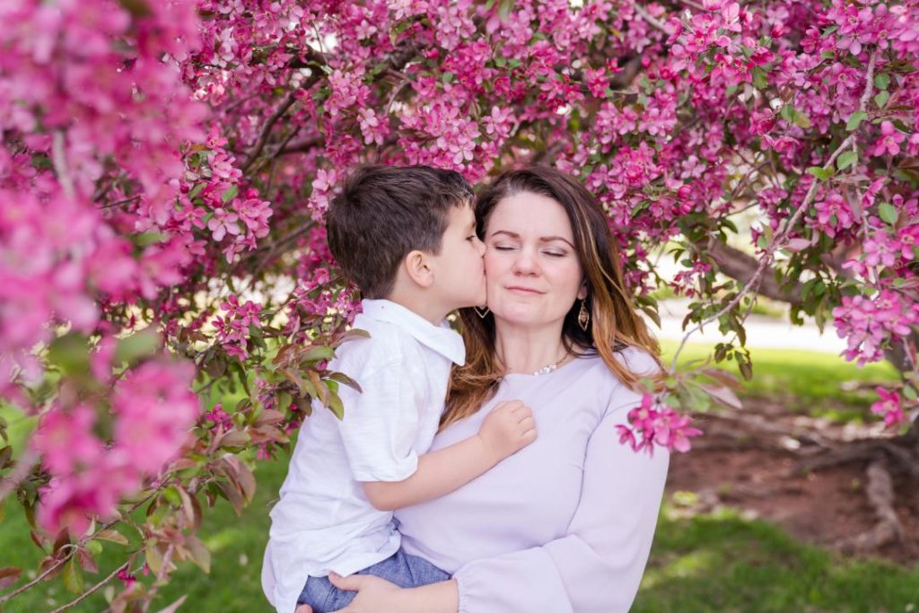 Spring Family Portraits with cherry blossoms