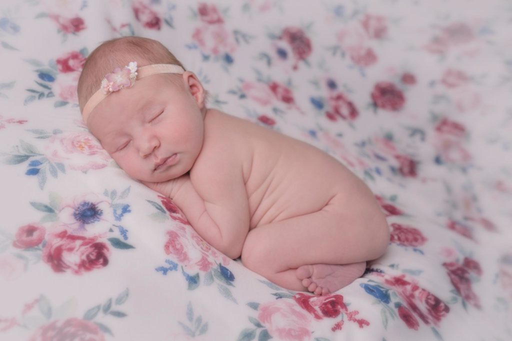 Colorado newborn on floral blanket