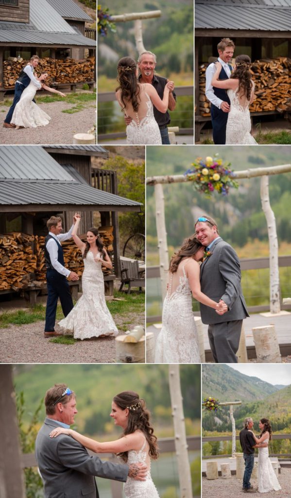 couple has first dance at Colorado mountain wedding