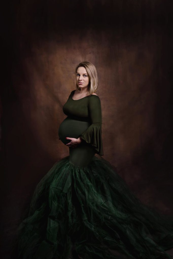 model poses for Colorado Springs studio maternity portraits