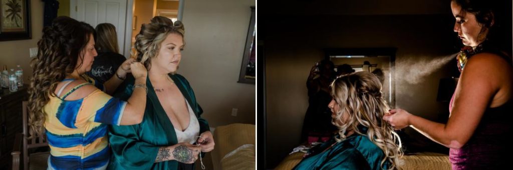 Colorado bride gets hair done before wedding