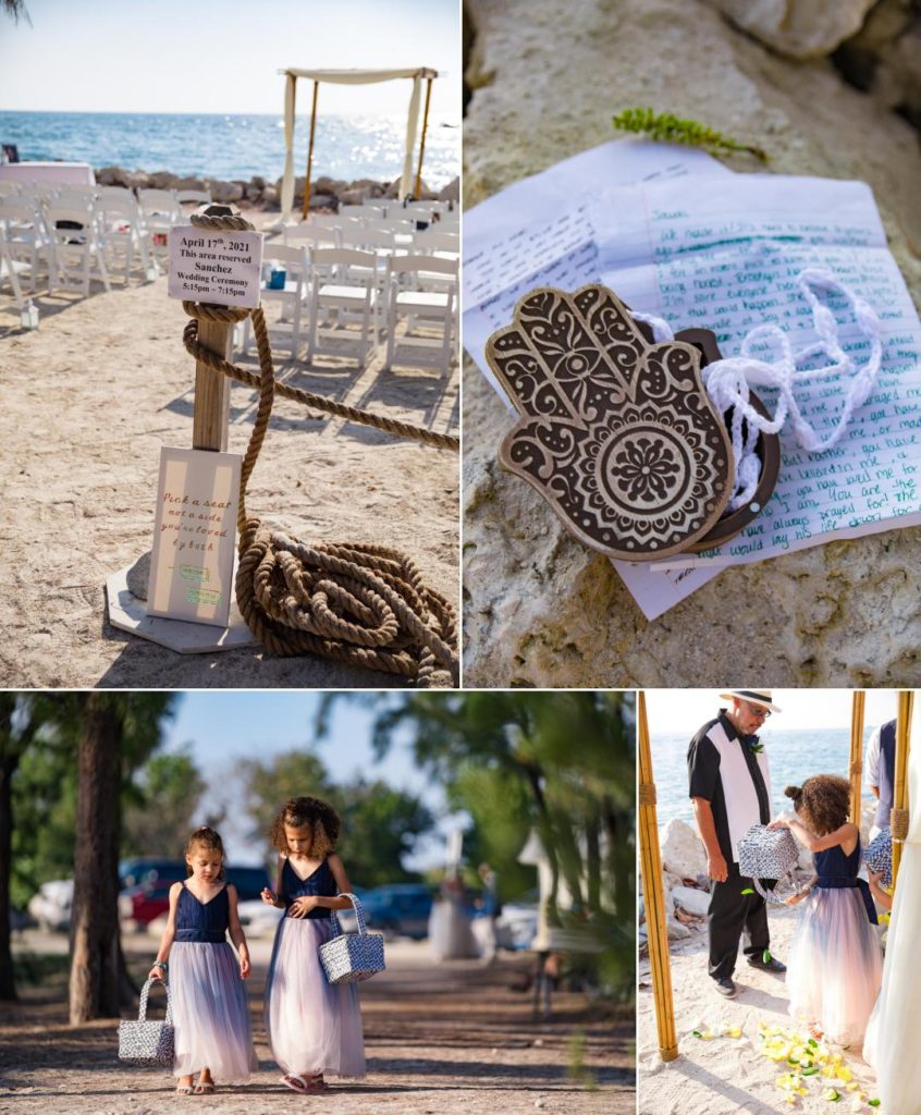 ceremony details at beach wedding