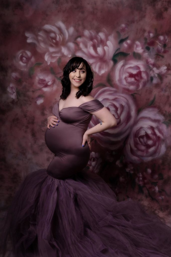 woman models for Colorado Springs studio maternity portraits