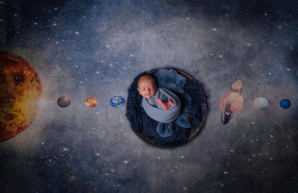 planets themed newborn photos