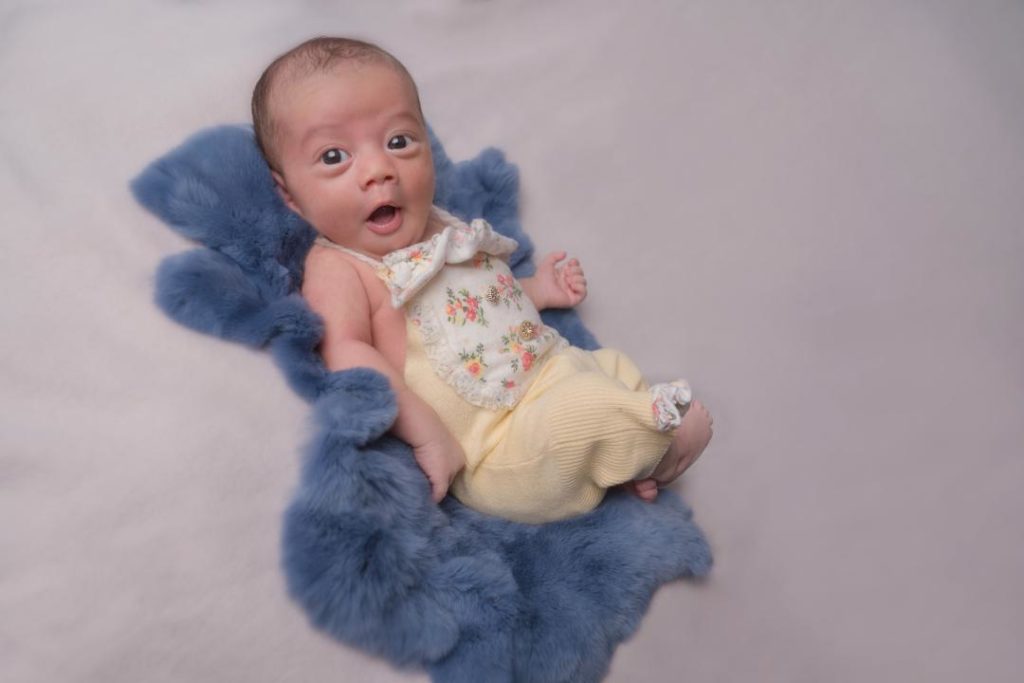 posed newborn portraits in photo studio