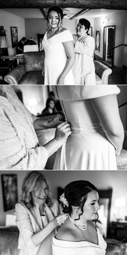bride and mother of bride getting ready