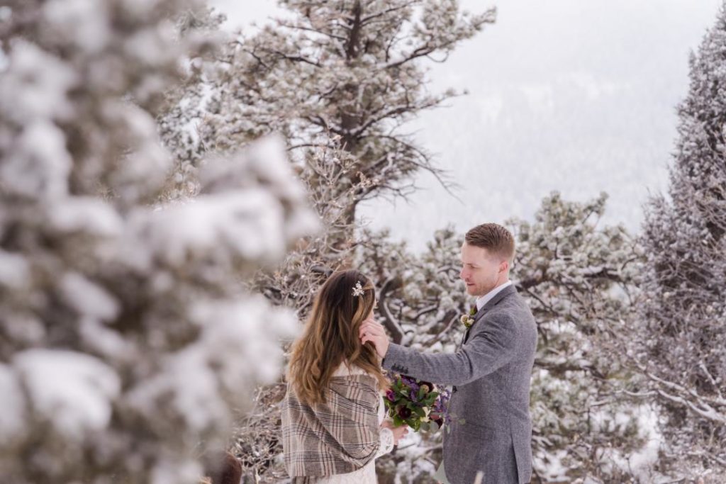 snowy forest elopement in Colorado