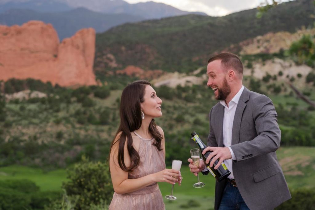 popping the champagne after a proposal