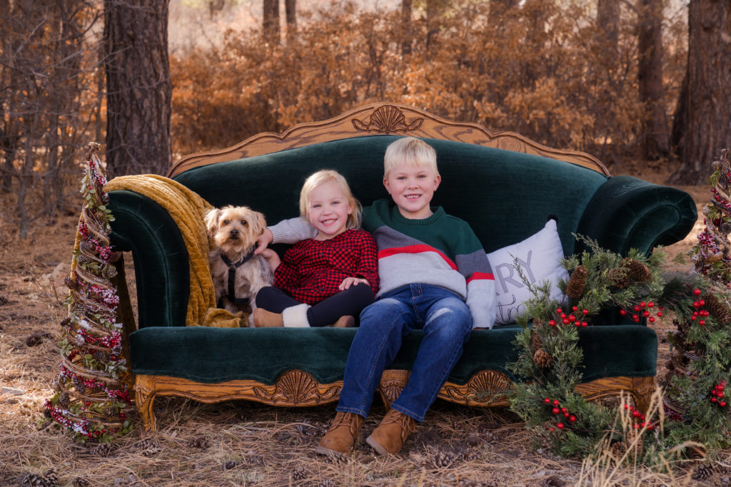 Christmas card family photos with dog