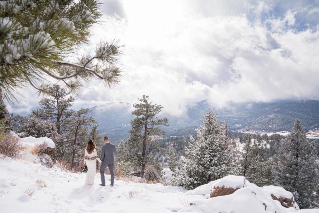 Colorado in winter mountain elopement